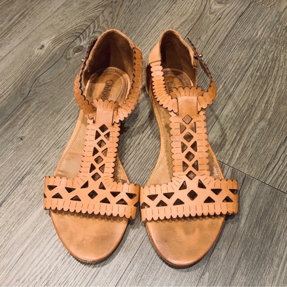 Chloe Light Brown Leather Sandals